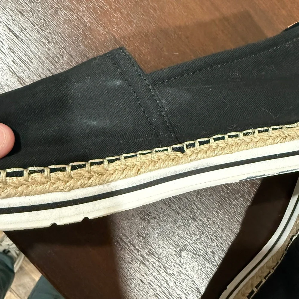 Skechers‎ BOBS Womens Black Canvas Espadrille Memory Foam Flats 32719 Size 8